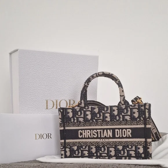 Dior Navy and Cream Mini Book Tote Bag - Picture 1 of 6